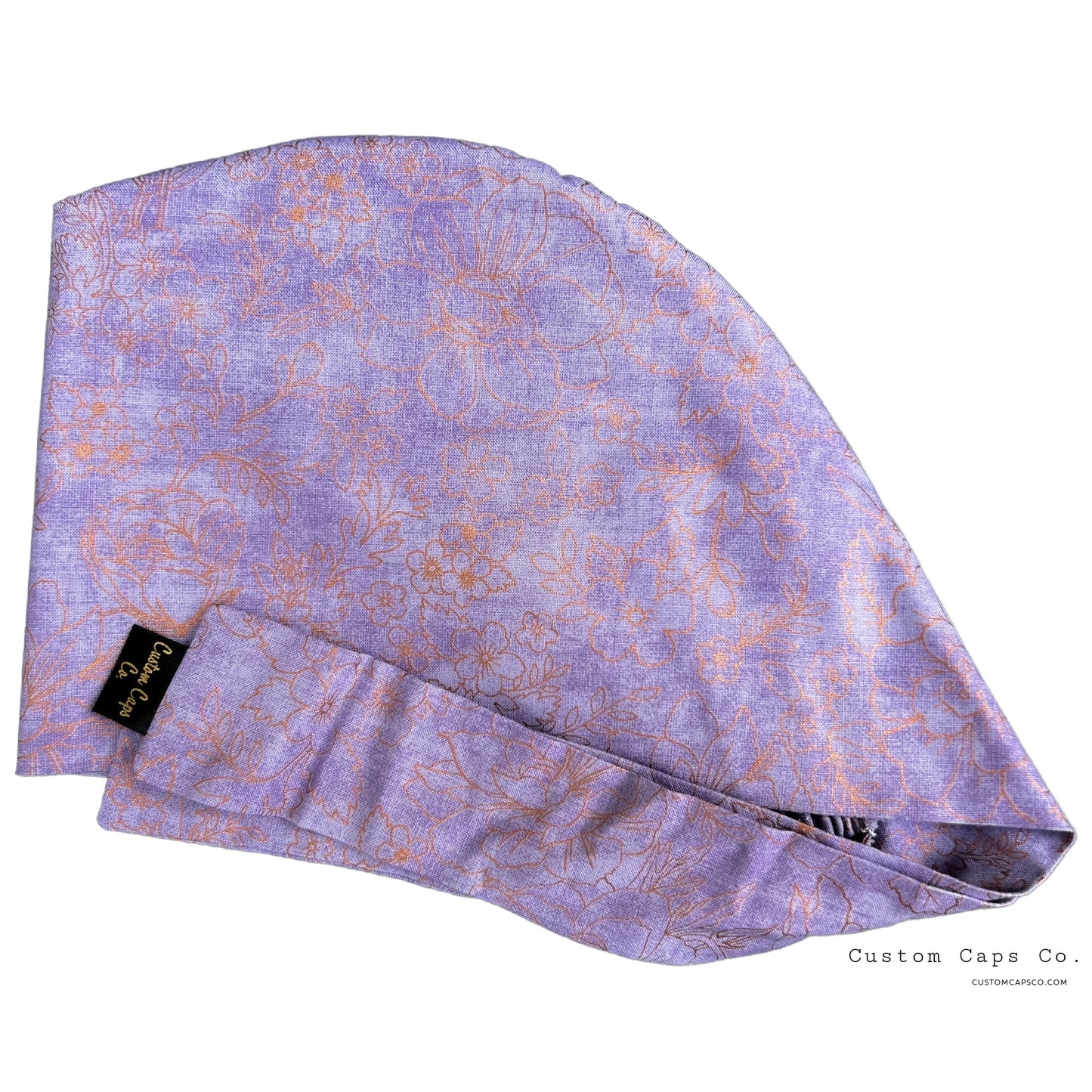 Floral Outlines on Lavender | Metallic Copper | Pixie - Custom Caps Co. 