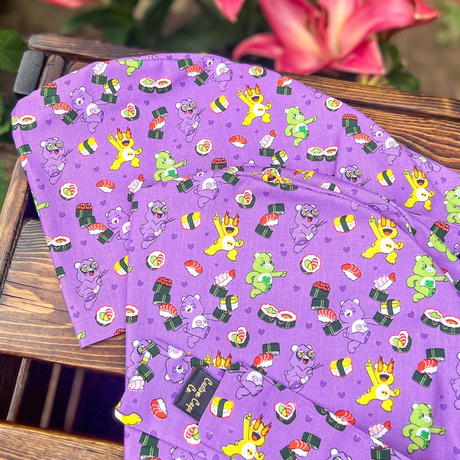 Sushi Bears on Purple | Pixie - Custom Caps Co. 