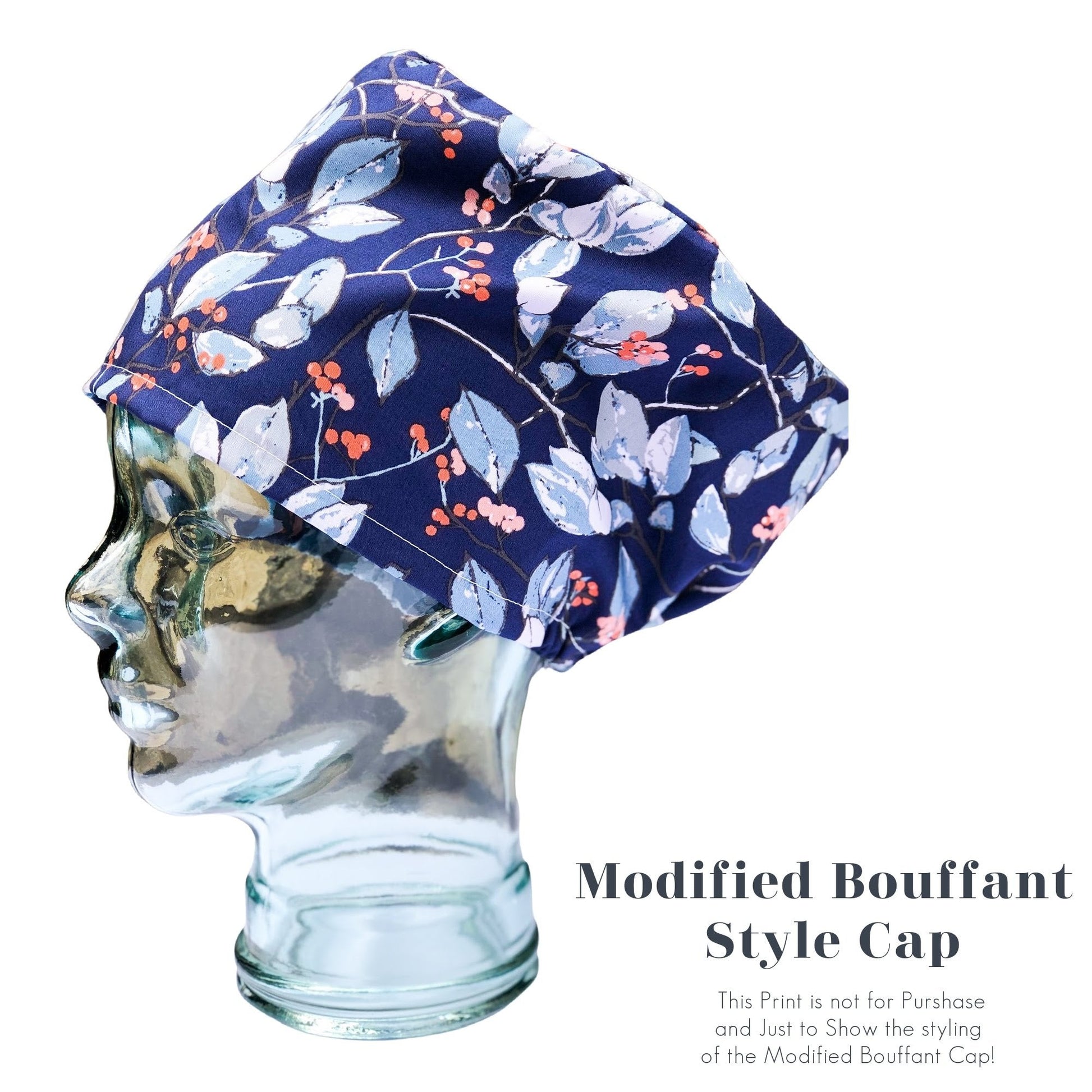 Retro Florals on Teal | Metallic | Modified Bouffant - Custom Caps Co. 