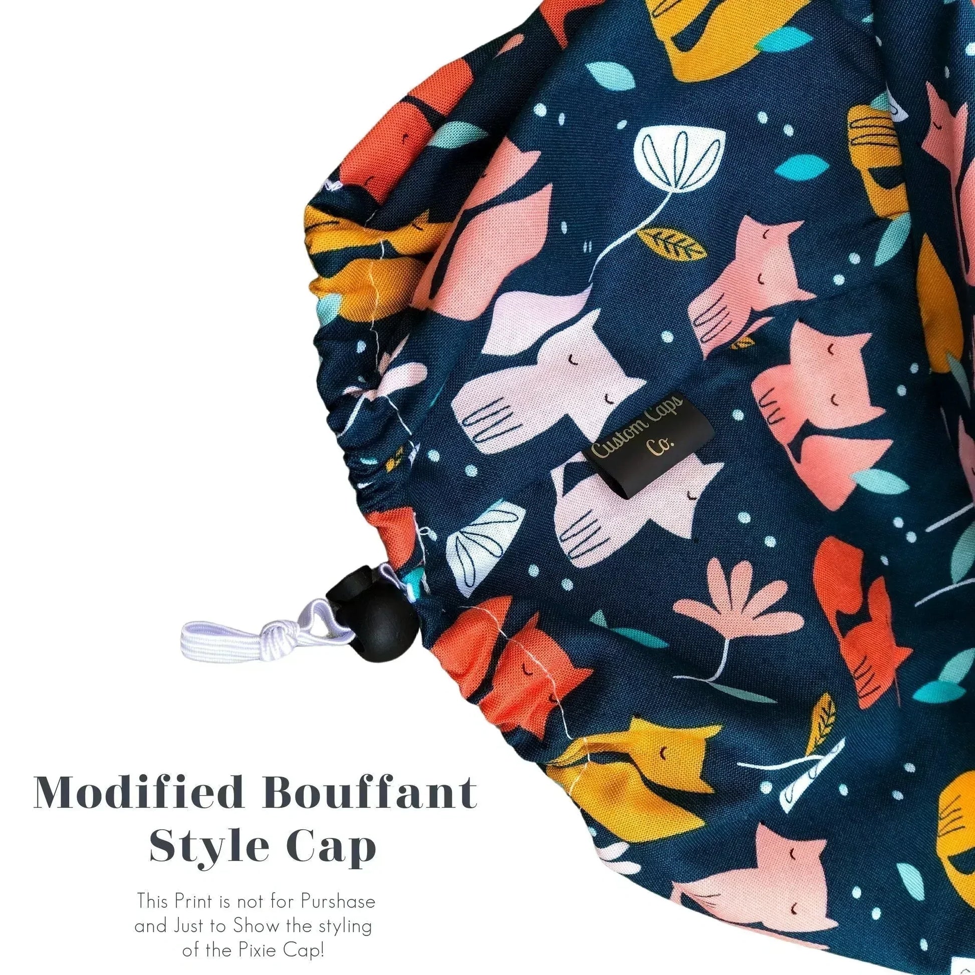 Retro Tropical Leaf Pattern | Modified Bouffant - Custom Caps Co. 