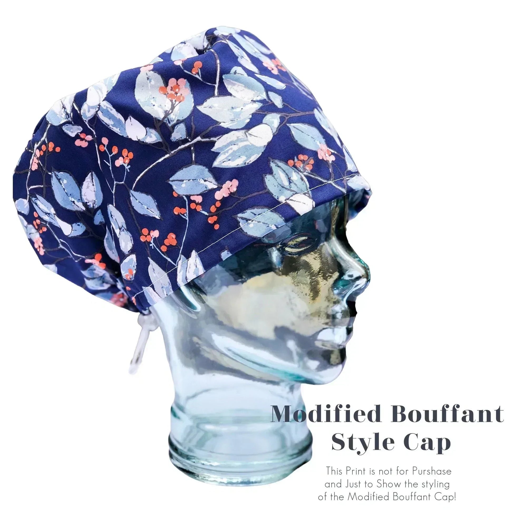 Petite Blooms on Teal | Modified Bouffant - Custom Caps Co. 